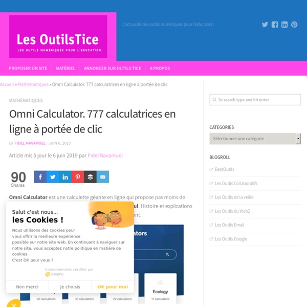 Omni Calculator. 777 calculatrices en ligne à portée de clic Les Outils Tice