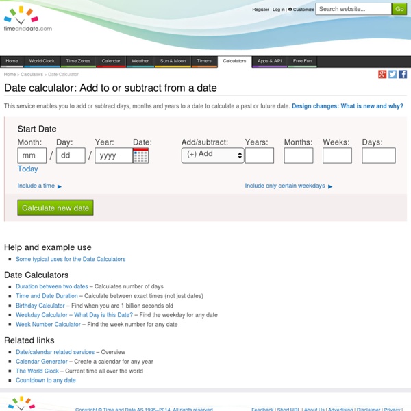 Calculator Add to or subtract from a date Pearltrees