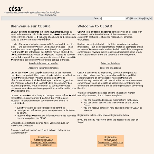 CESAR - Calendrier Electronique des Spectacles sous l'Ancien Régime