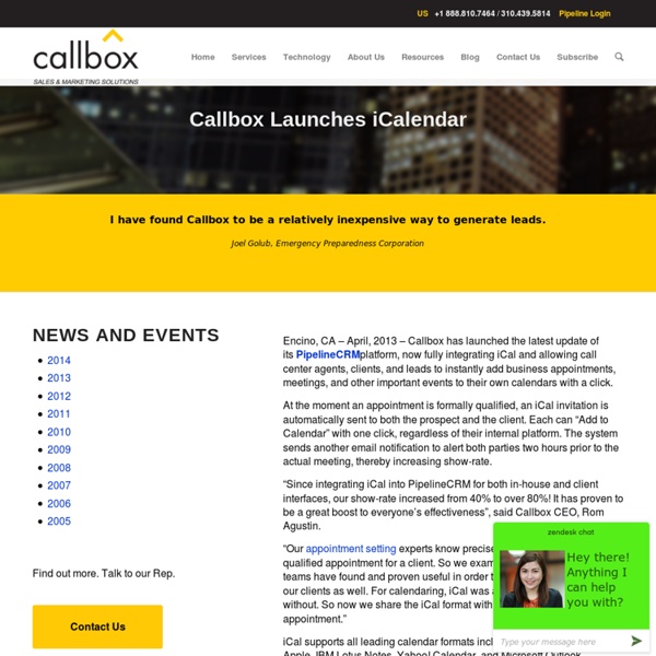 Callbox Launches iCalendar