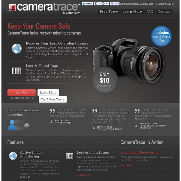CameraTrace: Camera Registration & Recovery by GadgetTrak
