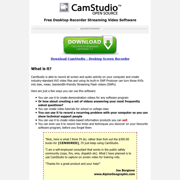 CamStudio - Free Screen Recording Software | Pearltrees