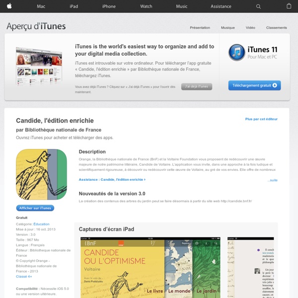 Candide, l'édition enrichie pour iPad sur l’iTunes App Store
