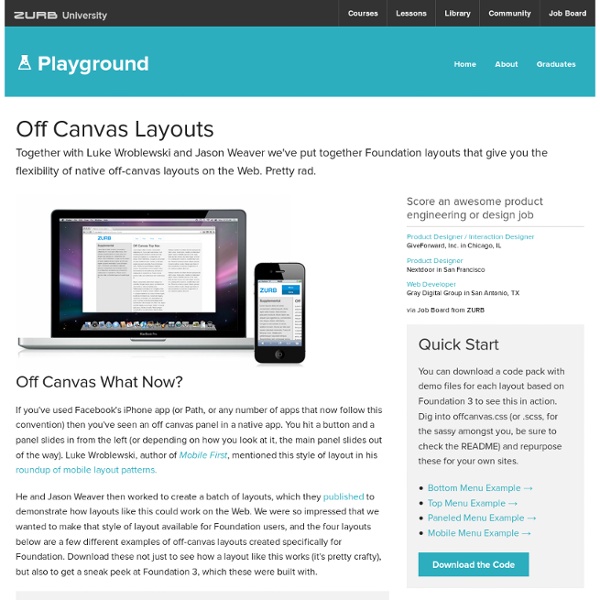 Off Canvas Layouts CSS - Foundation 3 - ZURB Playground - ZURB.com