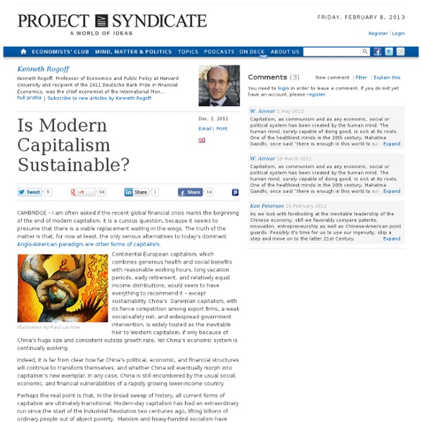 Is Modern Capitalism Sustainable? - Kenneth Rogoff
