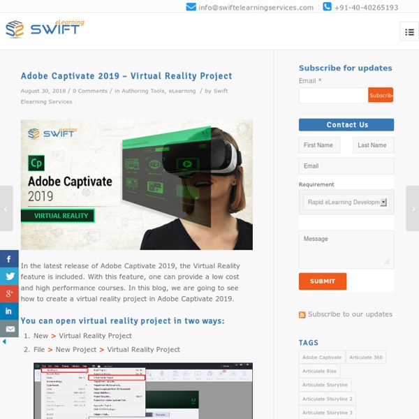 Adobe Captivate 2019 Features - Create Virtual Reality Project