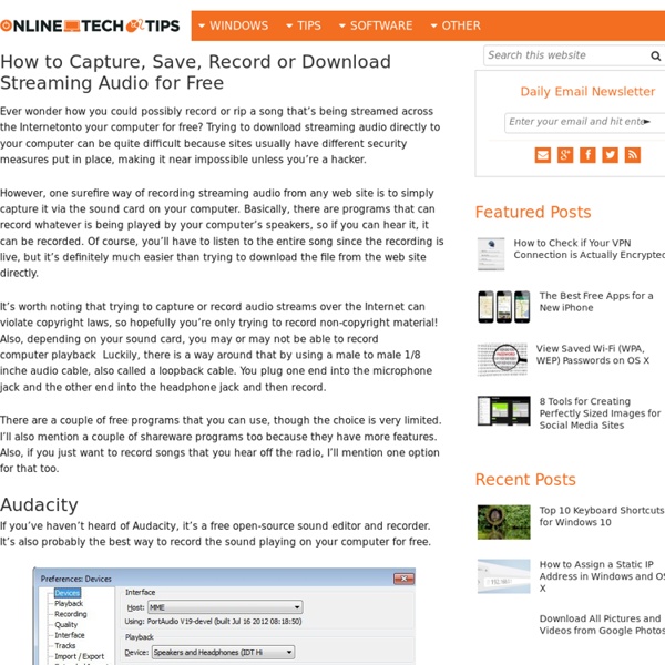 How to Capture, Save, Record or Download Streaming Audio for Free