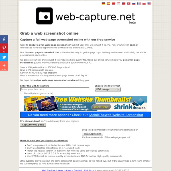 Web-capture - Online full length web site screenshots for free