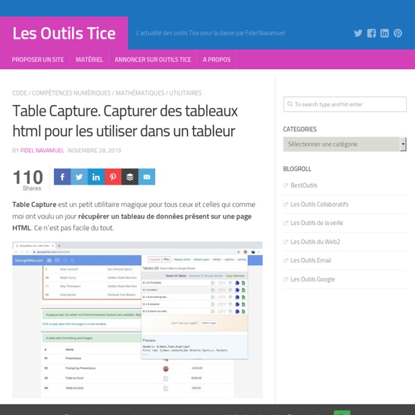 Table Capture. Capturer des tableaux html pour les utiliser dans un tableur