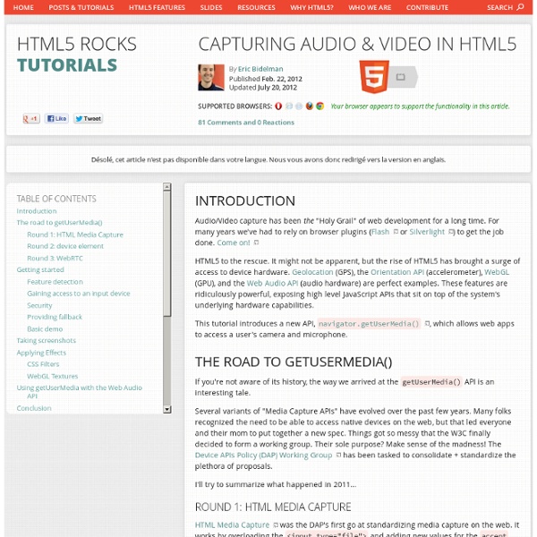 Capturing Audio & Video in HTML5