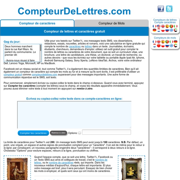 Compteur de lettres - Compte-caractères