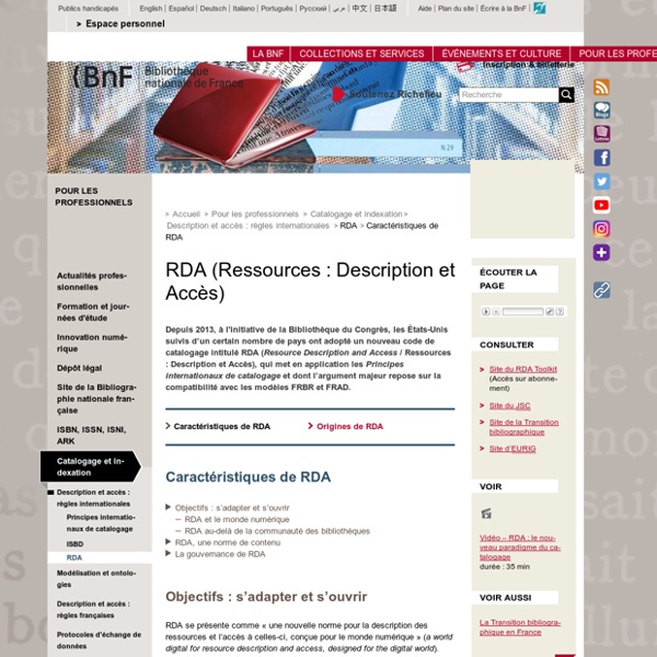 Objectifs et élaboration de RDA