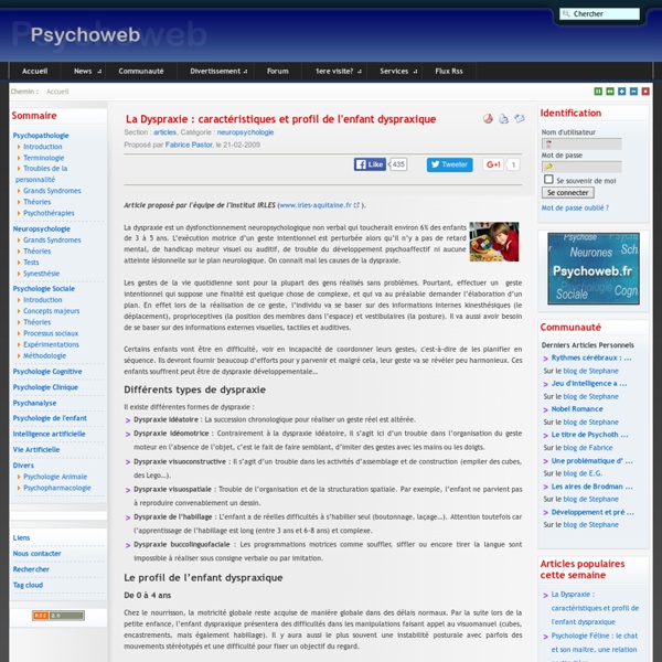 La Dyspraxie : caractéristiques et profil de l'enfant dyspraxique