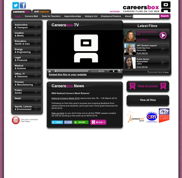 Careersbox careers film and video on the web. Real people doing real jobs in the world of work