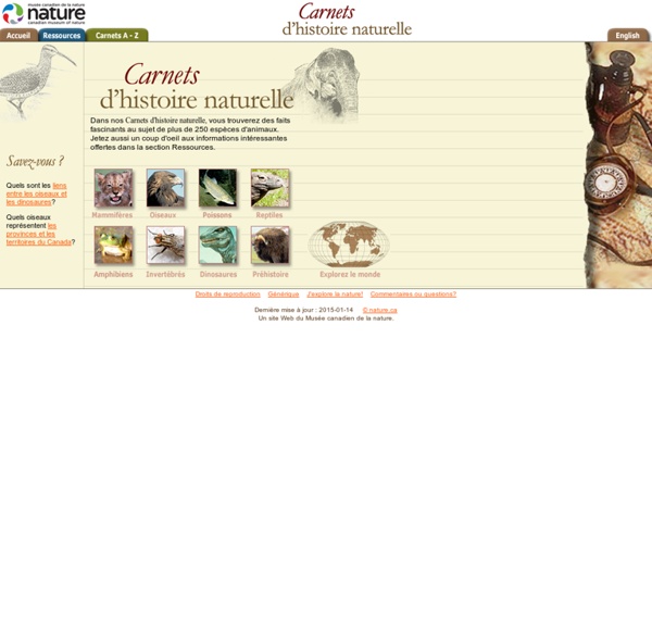 Carnets d'histoire naturelle — Page d'accueil