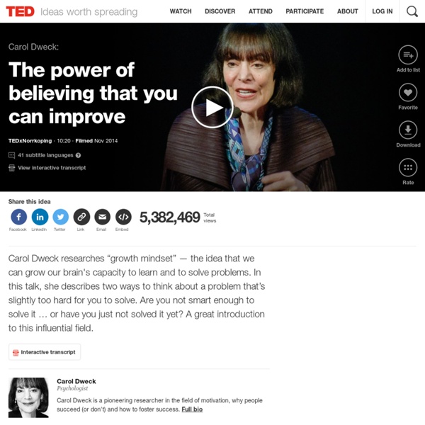The power of believing that you can improve [ TED Talk : Carol Dweck ]