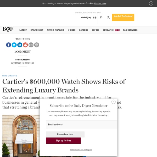 Cartier’s $600,000 Watch Shows Risks of Extending Luxury Brands