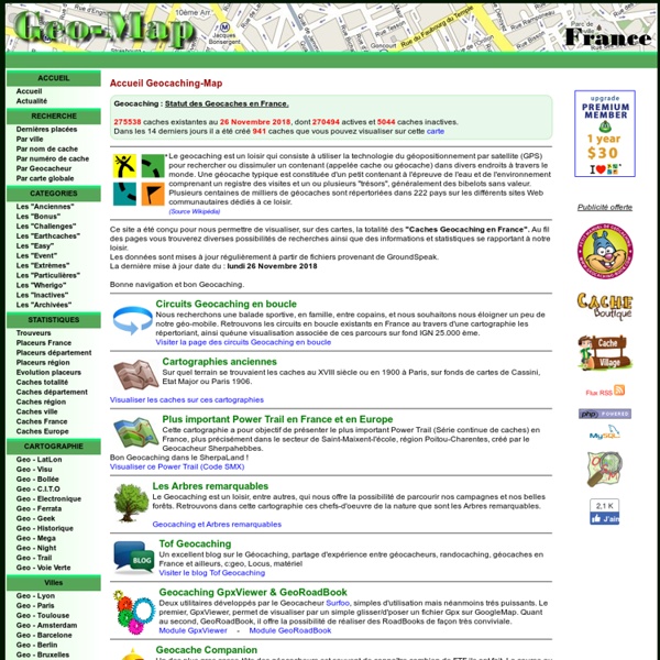 Geocaching Map - Cartographie et statistiques des caches en France