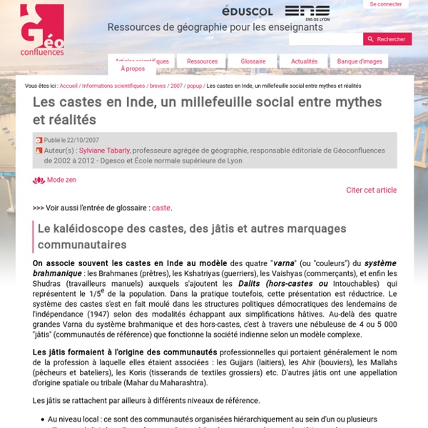 Les castes en Inde, un millefeuille social entre mythes et réalités