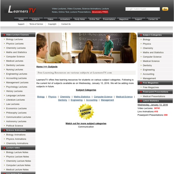 Free Learning Resources on various subject categories at LearnersTV