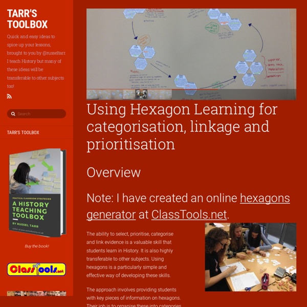 Using Hexagon Learning for categorisation, linkage and prioritisation