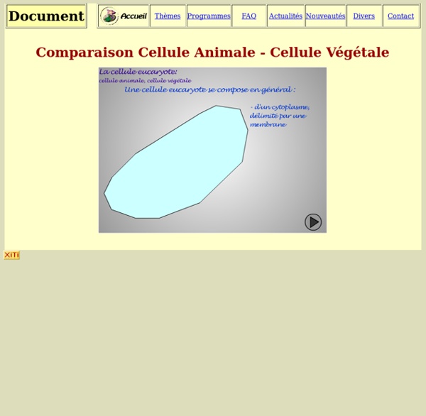 Cellule Animale - Cellule Végétale