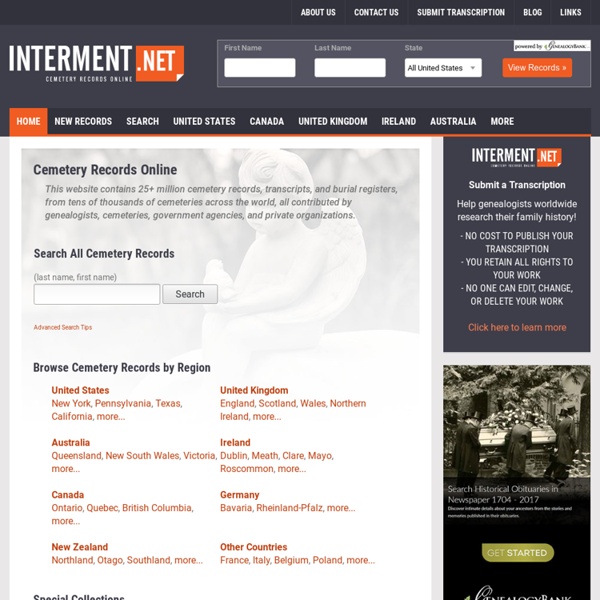 Cemetery Records Online - Search Cemeteries