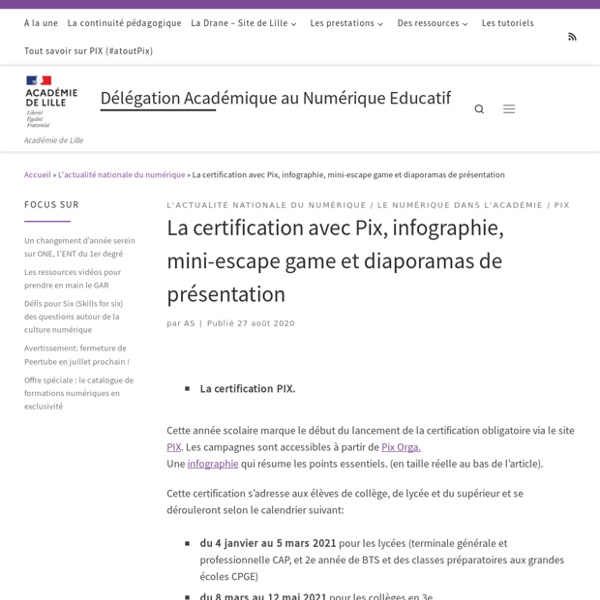 Numérique: Infographie Pix, mini-escape game et diaporamas de présentation