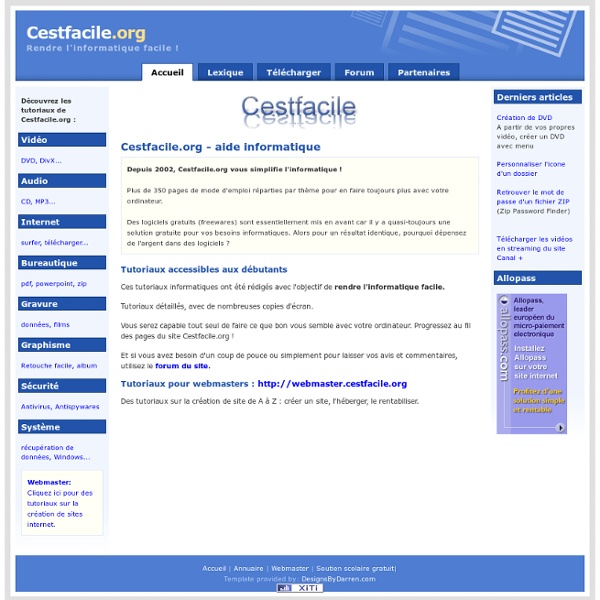 Cestfacile.org tutoriaux informatique