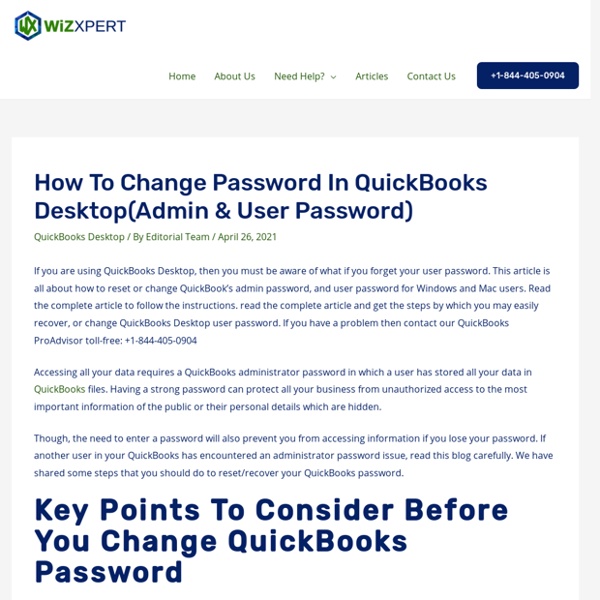 How to Reset Password for QuickBooks Admin and other Users