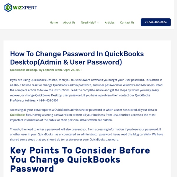 How to Reset/Change QuickBooks Admin Password & User PWD