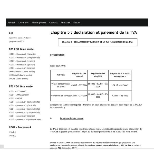 Chapitre 5 : déclaration et paiement de la TVA