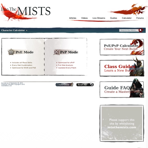 Into The Mists - Guild Wars 2 - PvP WvW Character Builder, Videos and Community!