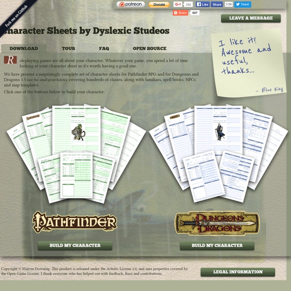 Character Sheets by Dyslexic Studeos