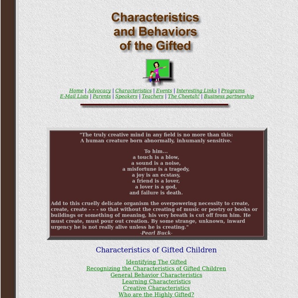 Characteristics and Behaviors of the Gifted