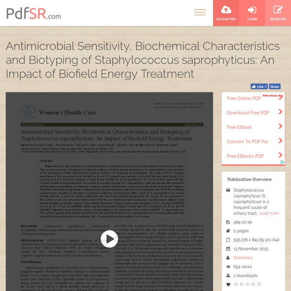 Staphylococcus Saprophyticus Biotyping - Biofield Treatment