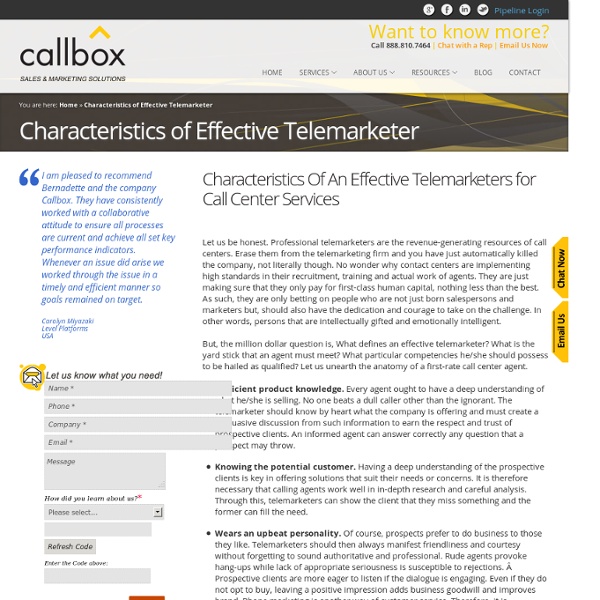 Characteristics of an Effective Telemarketer