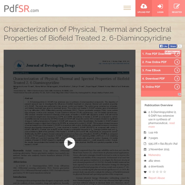 Characterization of Physical, Thermal and Spectral Properties of Biofield Treated 2, 6-Diaminopyridine