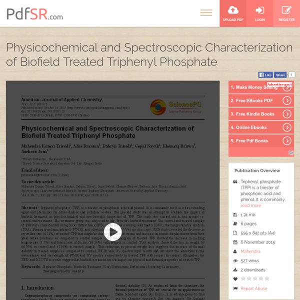 Physicochemical and Spectroscopic Characterization of Biofield Treated Triphenyl Phosphate