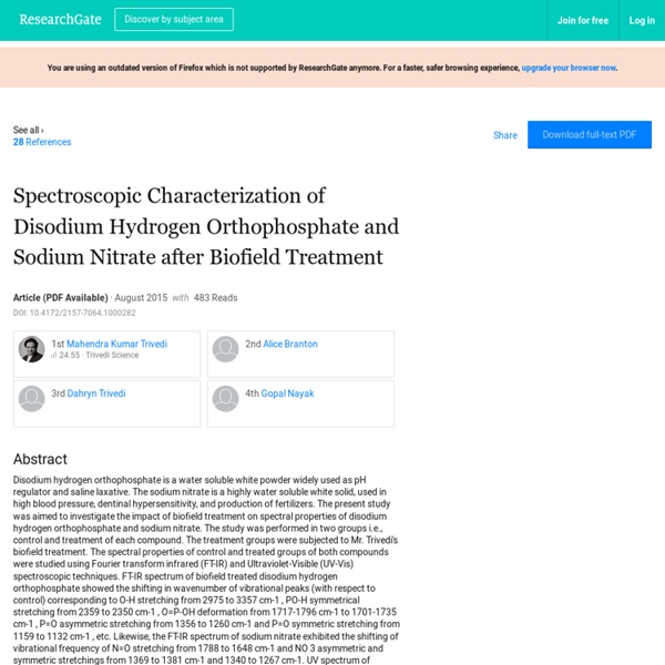Disodium Hydrogen Orthophosphate after Biofield Treatment