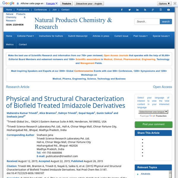 Physical and Structural Characterization of Biofield Treated Imidazole Derivatives