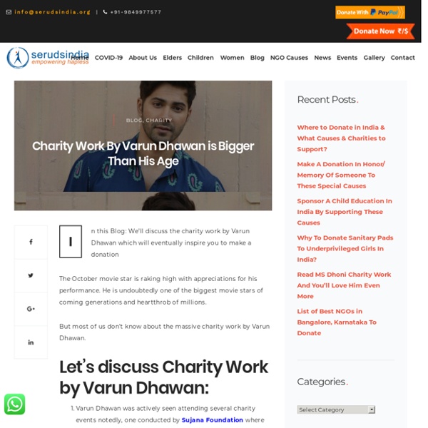 Charity Work By Varun Dhawan is Bigger Than His Age: Seruds NGO India