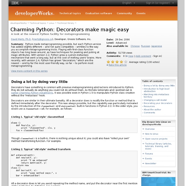 Charming Python: Decorators make magic easy
