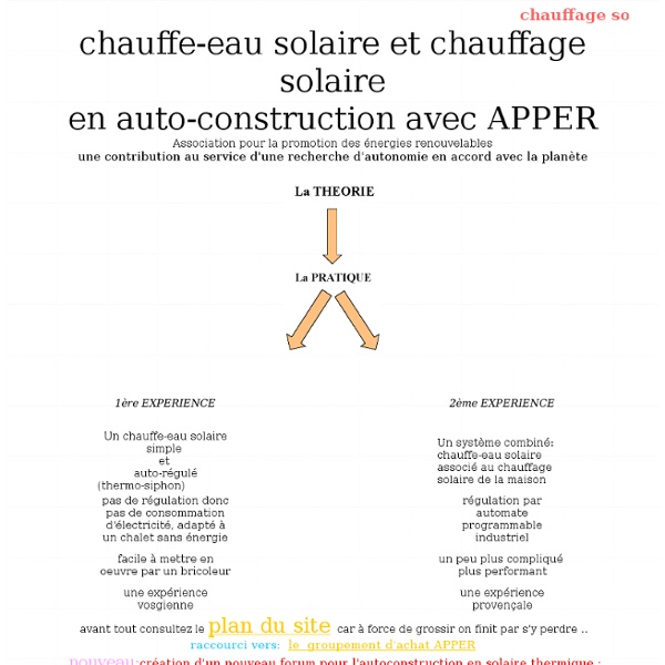 Chauffage solaire et chauffe-eau solaire en auto-construction