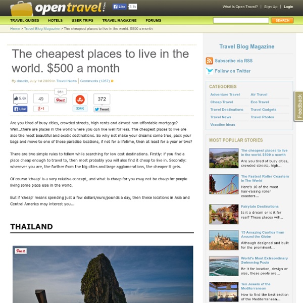 The cheapest places to live in the world. $500 a month