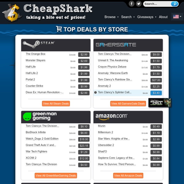 CheapShark - Digital Game Deals, Compare PC game prices on Steam, Amazon, Gamer's Gate, and more!