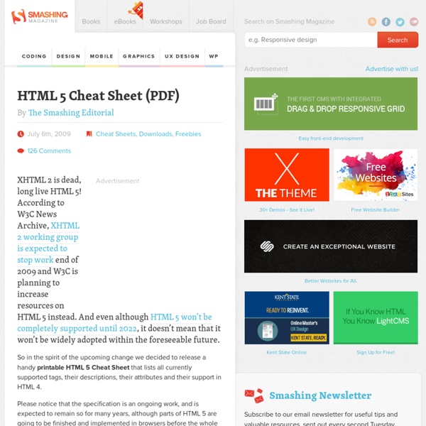 HTML 5 Cheat Sheet (PDF)