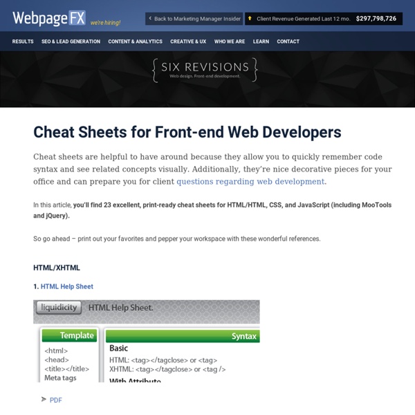 Cheat Sheets for Front-end Web Developers