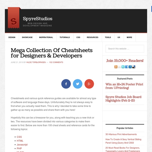 Mega Collection Of Cheatsheets for Designers And Developers