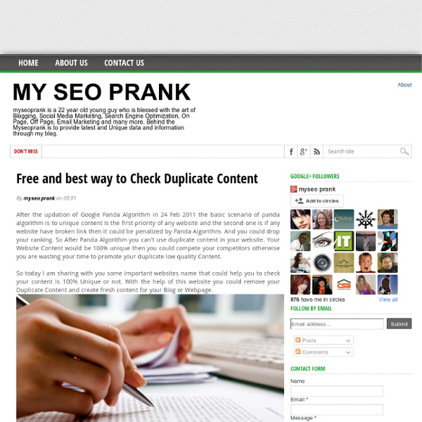 Free and best way to Check Duplicate Content ~ MY SEO PRANK